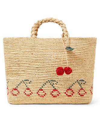 Fama logo raffia tote bag | Bonpoint