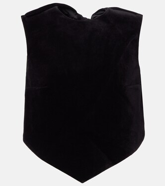 Bow-detail cotton-blend velvet crop top | Patou