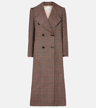 Checked double-breasted virgin wool coat | Chloé