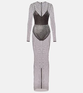 Crystal-embellished mesh maxi dress | Alex Perry