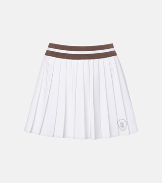 Pleated high-rise poplin skort | Brunello Cucinelli