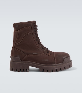 Strike distressed canvas combat boots | Balenciaga