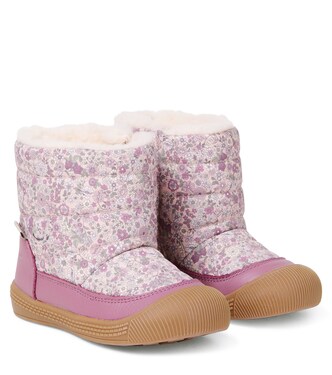 Delaney Tex floral leather-trimmed boots | Wheat