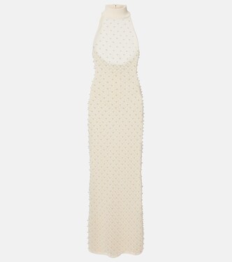 Crochet embellished turtleneck gown | David Koma