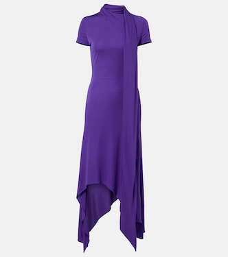 Asymmetric scarf-detail jersey midi dress | Acne Studios