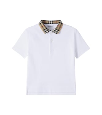 Polo de piqué de algodón con Burberry Check | Burberry Kids