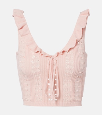 Ruffled pointelle crop top | Aya Muse