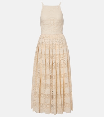 Silk and cotton-blend guipure lace midi dress | Elie Saab