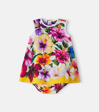 Baby floral cotton dress and bloomers set | Dolce&Gabbana Kids