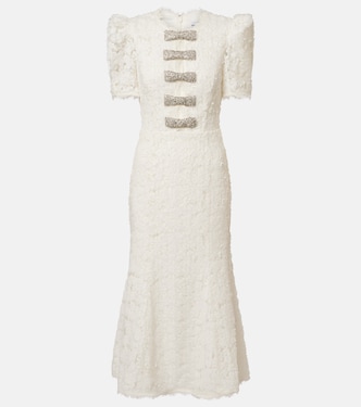 Bridal Dillon embellished lace midi dress | Rebecca Vallance