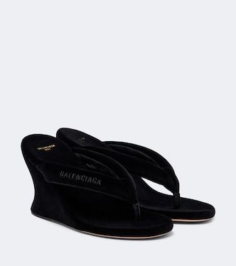 Gaeta velvet wedge thong sandals | Balenciaga