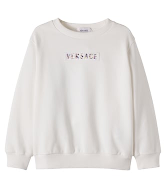 Logo beaded cotton jersey sweatshirt | Versace Kids