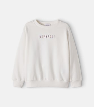 Logo beaded cotton jersey sweatshirt | Versace Kids
