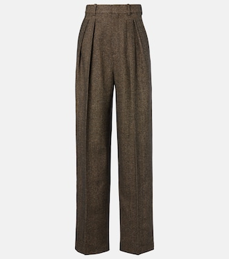 Herringbone wool-blend wide-leg pants | Saint Laurent