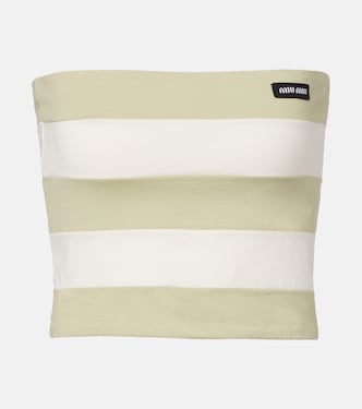 Striped cotton jersey bandeau top | Miu Miu