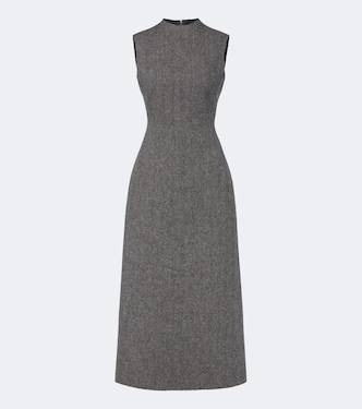 Herringbone virgin wool midi dress | Maison Margiela