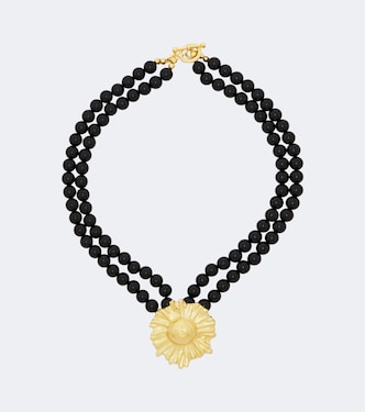 Onyx Sun 24kt gold-plated beaded necklace | Ysso