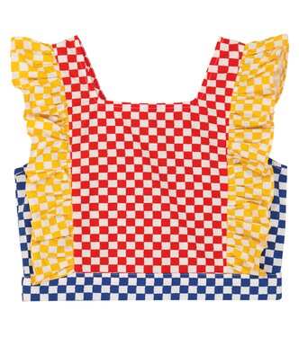 Ruffle-trimmed checked cotton top | Stella McCartney Kids
