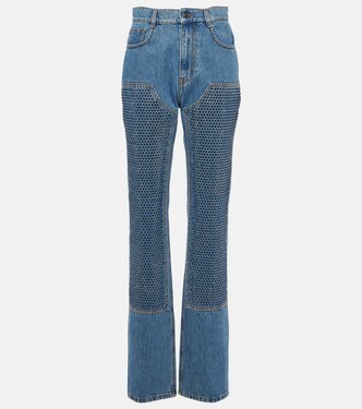 Verzierte High-Rise Straight Jeans | Area