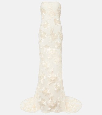 Bridal Alberty floral-appliqué mesh gown | Rotate