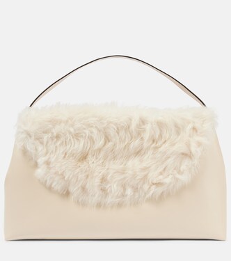 T-Lock Large shearling-trimmed shoulder bag | Toteme