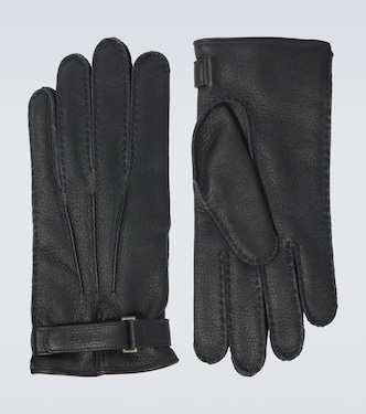 Embossed leather gloves | Zegna