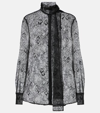 Scarf-detail floral lace blouse | Valentino
