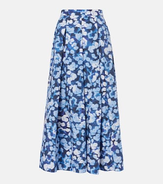 Floral pleated cotton midi skirt  | Erdem