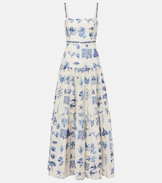 Robe longue Lima imprimée en lin | Agua by Agua Bendita