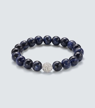 14kt white gold beaded bracelet with diamonds  | Sydney Evan