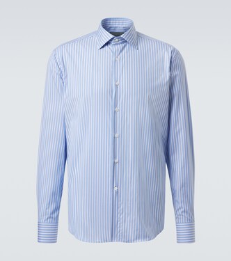 Striped cotton poplin shirt | Canali