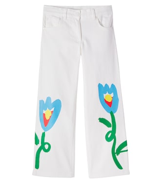 Pantaloni in gabardine di cotone con stampa floreale | Stella McCartney Kids