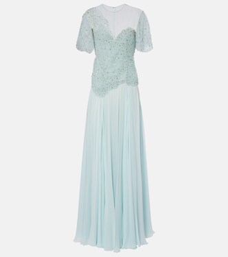 Verzierte Robe aus Georgette | Costarellos
