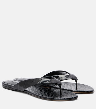Croc-effect leather thong sandals | Le Monde Béryl