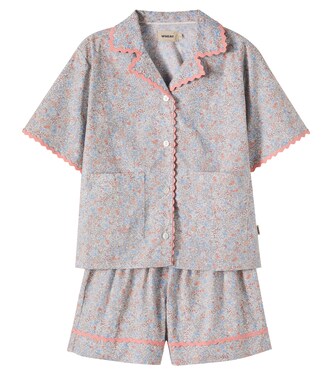 Vilma floral cotton shirt and shorts set | Wheat
