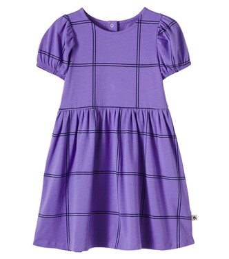 Checked cotton-blend jersey dress | Mini Rodini
