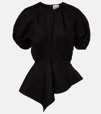 Rumi peplum linen-blend top | Khaite