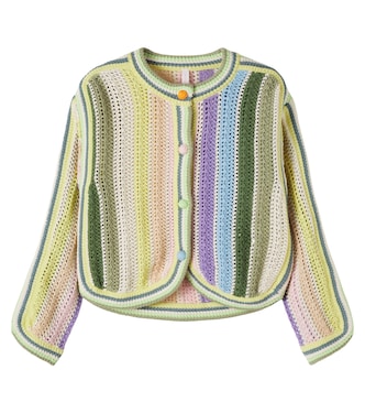 Indra striped crochet cotton cardigan | Zimmermann Kids
