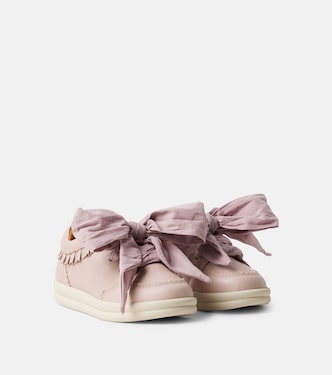 Lexley bow-trimmed leather sneakers | Donsje