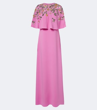 Caped floral silk-blend georgette gown | Oscar de la Renta