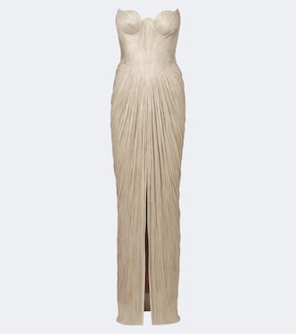 Jasleen pleated silk bustier gown | Maria Lucia Hohan