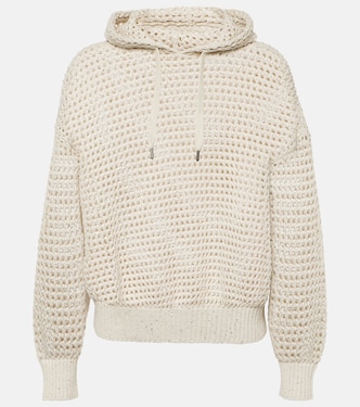 Open-knit cotton-blend hoodie | Brunello Cucinelli