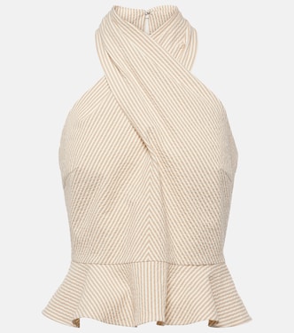 Drey halterneck cotton seersucker top | Veronica Beard