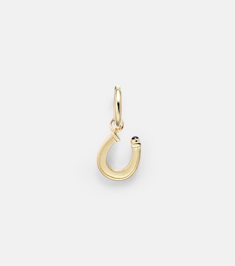 Pendiente individual Baby Charm Horseshoe de oro de 18 ct con zafiro | Marie Lichtenberg
