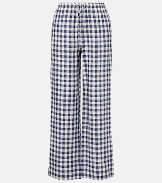 Pantalon ample Aurelia en lin à carreaux | Asceno