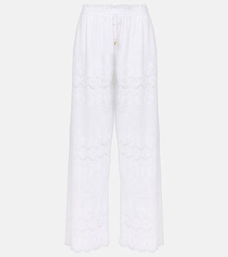 Pantalon ample Immy en coton à broderies anglaises | Melissa Odabash