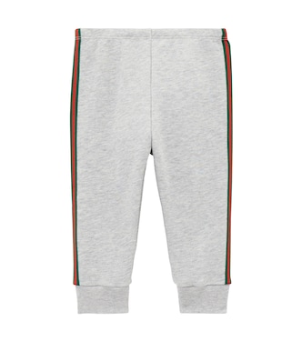 Baby Web Stripe cotton fleece sweatpants | Gucci Kids