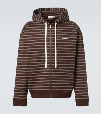 Striped cotton hoodie | Miu Miu