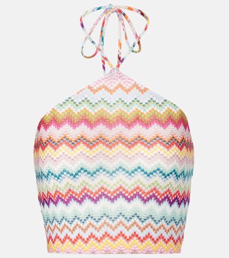 Zigzag halterneck lamé crop top | Missoni