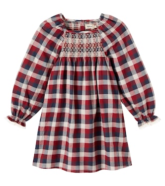 Bella checked smocked cotton dress | Wheat